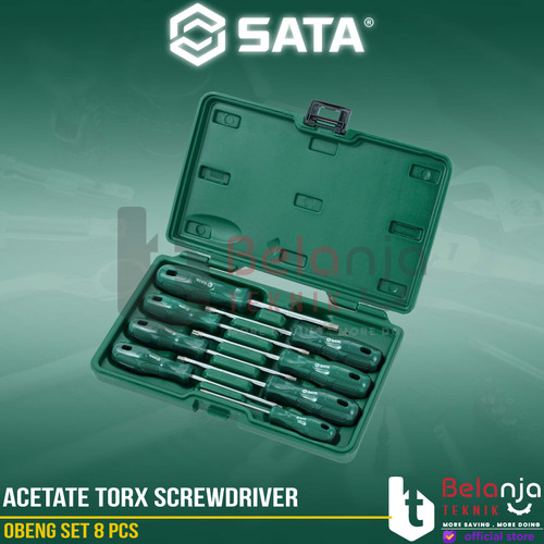 [EZM.3502335] Sata Acetate Torx Screwdriver Set Box 8 PCS Obeng Set A Series 09305