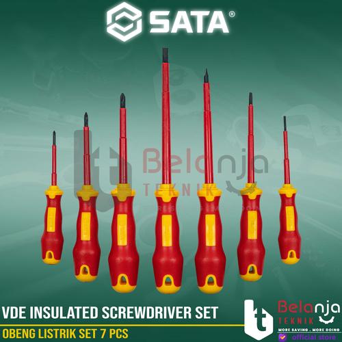 [EZM.3502337] Sata VDE Insulated Screwdriver Set 7PCS Obeng Listrik Plus Minus 09303