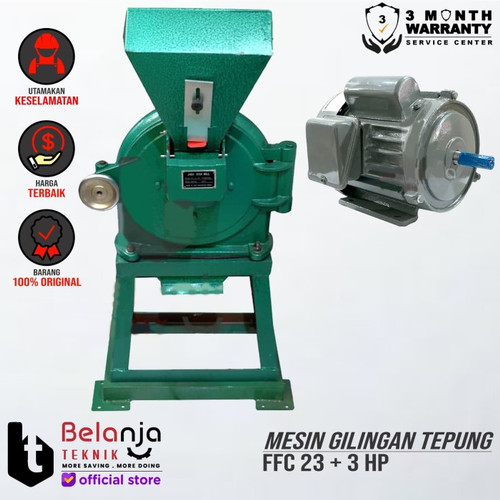 [EZM.3502480] Mesin Gilingan Tepung FFC 23 + Elektro Motor China 3HP 1 Phase 4 Pole