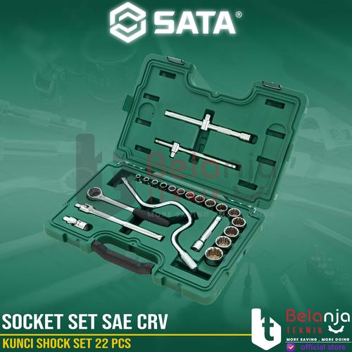 [EZM.3502511] Sata Kunci Shock Set 22 PCS 09088 1/2 Inch DR Socket Set SAE CRV
