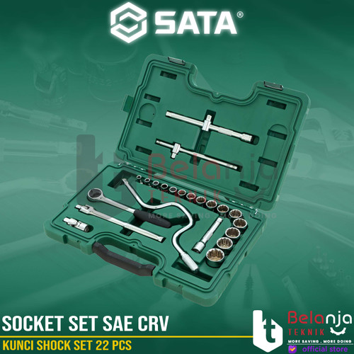 [EZM.3502511] Sata Kunci Shock Set 22 PCS 09088 1/2 Inch DR Socket Set SAE CRV