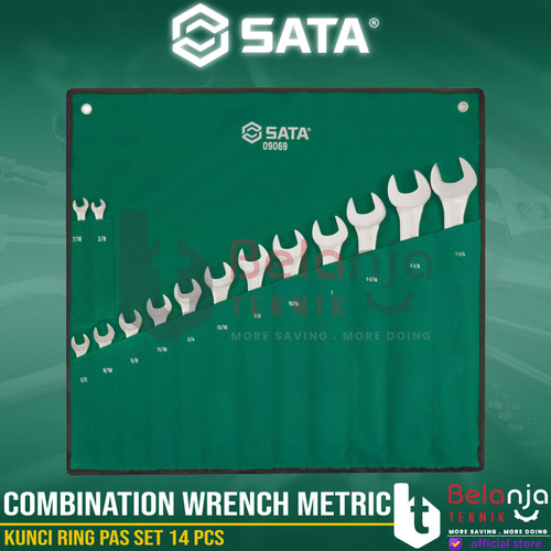 [EZM.3502514] Sata Kunci Ring Pas Set 14 PCS 09069 Combination Wrench Metric CRV