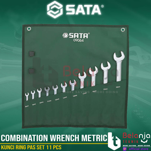 [EZM.3502515] Sata Kunci Ring Pas Set 11 PCS 09064 Combination Wrench Metric 8-24MM