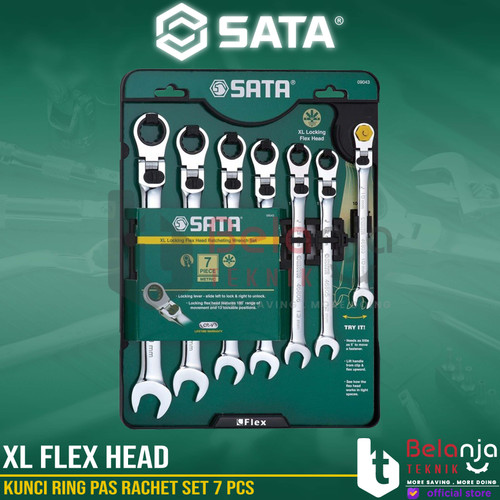 [EZM.3502518] Sata Kunci Ring Pas Rachet Set 7 Pcs XL Flex Head 09043 10-19 MM CRV