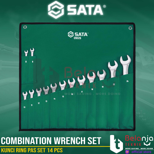 [EZM.3502523] Sata Kunci Ring Pas Set 14 PCS 09026 Combination Wrench Metric 8-24 MM