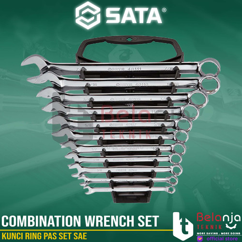 [EZM.3502524] Sata Combination Wrench Set 11 PCS 09021 Kunci Ring Pas Set SAE