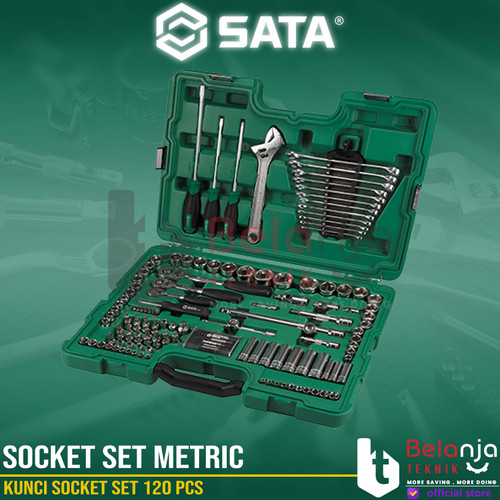 [EZM.3502526] Sata Kunci Socket Set Metric 120 PCS 1/4" 3/8" 1/2" 09014 DR 6 PT