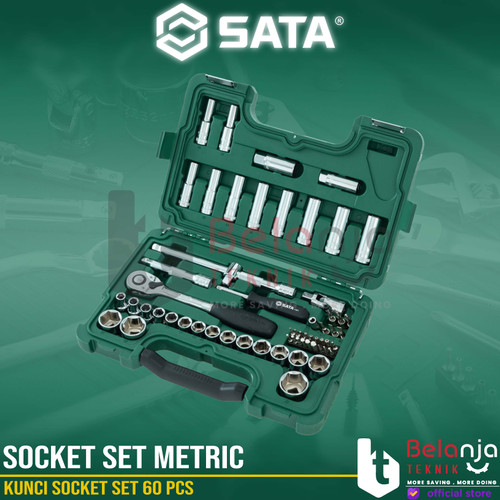 [EZM.3502529] Sata Kunci Socket Set 60 PCS 1/2 Inch 09007 DR 6 PT Socket Set Metric