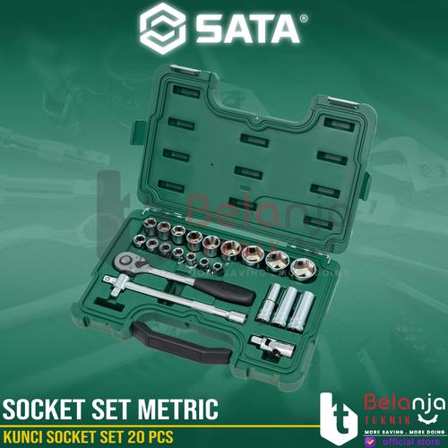 [EZM.3502535] Sata Kunci Socket Set 20 PCS 1/2 Inch 09005 DR 6 PT Socket Set Metric