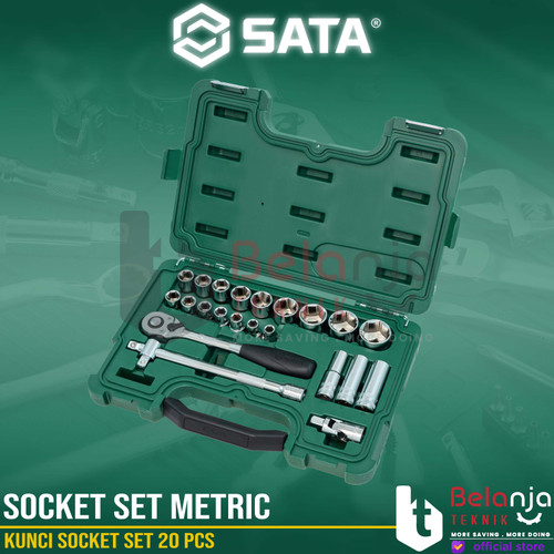 [EZM.3502535] Sata Kunci Socket Set 20 PCS 1/2 Inch 09005 DR 6 PT Socket Set Metric