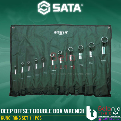 [EZM.3502541] Sata Kunci Ring Set 11 PCS 08023 Deep Offset Double Box Wrench 70°