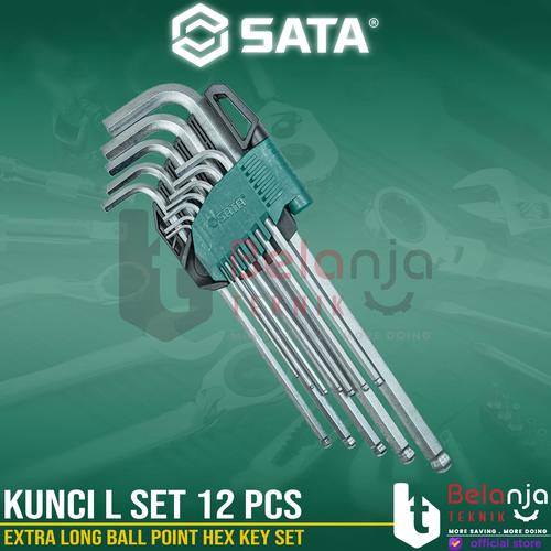 [EZM.3502599] Sata Kunci L Set 12 pcs Long Ball Point Hex Key Set (SAE) 09102