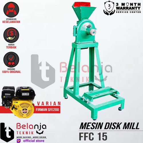 [EZM.3502610] Disk Mill FFC 15 Mesin Giling Tepung + Engine Firman SFE 200 FI 6.5 HP