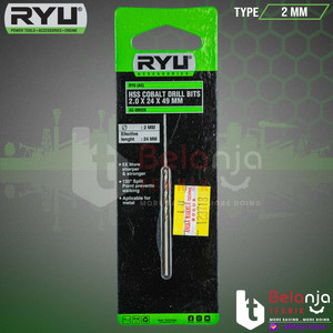 [EZM.3502628] Ryu HSS Cobalt Drill Bit 2 MM Mata Bor HSS Stainless Besi Aluminium