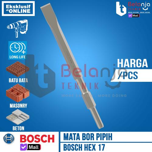 [EZM.3502701] Bosch Flat Chisel Hex 17 x 280 mm Mata Bobok Beton Pahat Pipih 17MM