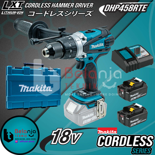 [EZM.3502773] Makita Mesin Bor Cordless DHP 458 RTE 18 Volt Hammer Driver DHP458RTE