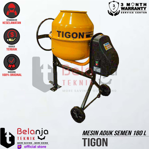 [EZM.3502856] Tigon Mesin Aduk Semen Molen 180 Liter TCM 180 L 650 Watt 4 HP