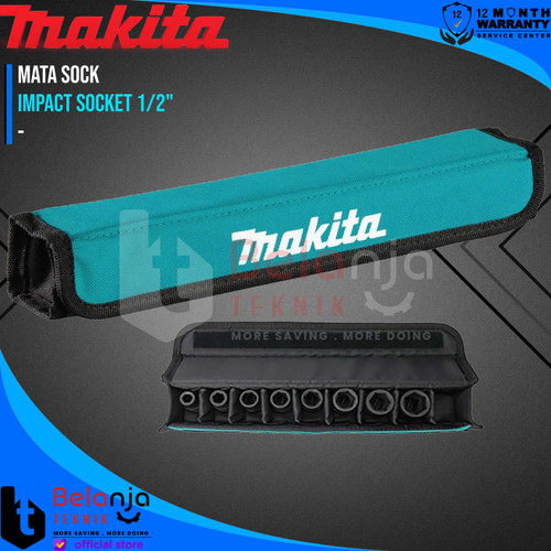 [EZM.3503038] Makita Impact Socket 1/2" Inch Set 8 Pcs Mata Shock Kunci Sok Sock 1/2