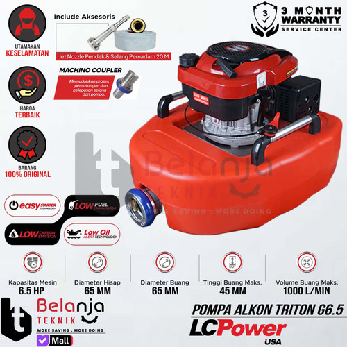 [EZM.3503185] Pompa Air Apung Irigasi Alkon 2.5 Inch LCPower Triton G6.5 Fire Floating Pump 196CC 6.5 HP