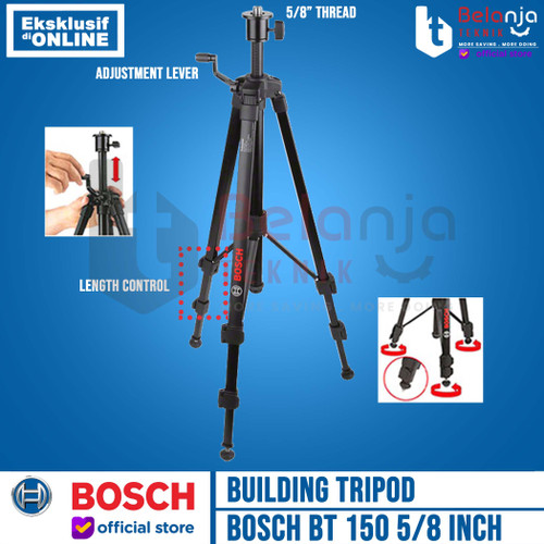 [EZM.3503445] Bosch Building Tripod BT 150 5/8 Inch Tiang Dudukan Meteran Line Laser