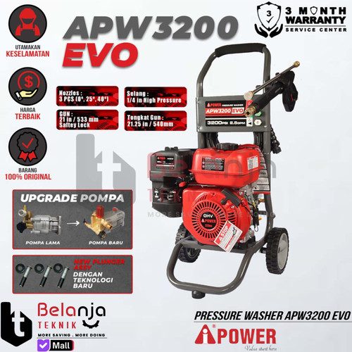 [EZM.3503447] AiPower High Pressure Jet Cleaner APW 3200 EVO Mesin Cuci 220 Bar APW3200