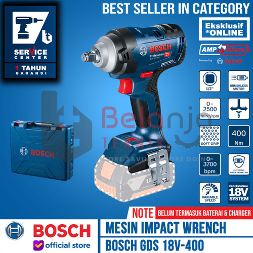 [EZM.3503463] Bosch Impact Wrench Cordless GDS 18V-400 Pembuka Baut Baterai 18 V