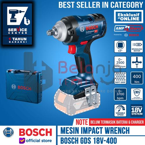 [EZM.3503463] Bosch Impact Wrench Cordless GDS 18V-400 Pembuka Baut Baterai 18 V