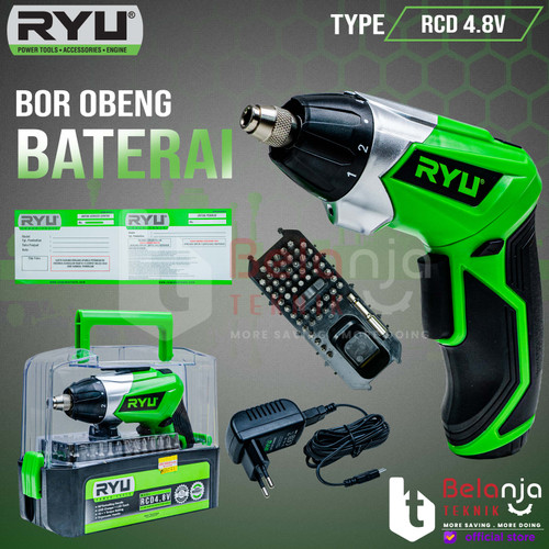 [EZM.3503586] Ryu Bor Obeng Beterai Cordless RCD 4.8 V Screwdriver Set RCD 4.8V USB