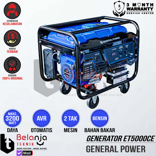 [EZM.3503652] General Mesin Generator Set ET 5000 CE Genset Bensin 3200 Watt e-Start