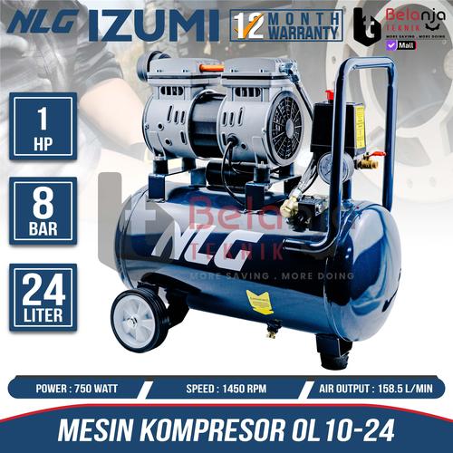 [EZM.3503774] Izumi NLG Mesin Kompressor Angin Portable 1 HP 24 Liter Oilless Air Compressor Tanpa Oli 1HP