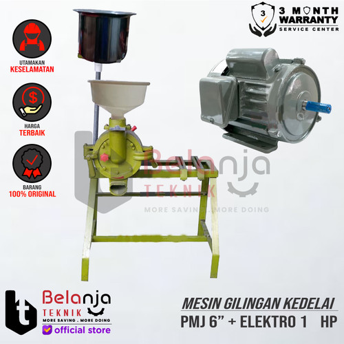 [EZM.3503904] Mesin Gilingan Kedelai-Tahu 6" PMJ + Elektro Motor 1HP 1Phase 4Pole