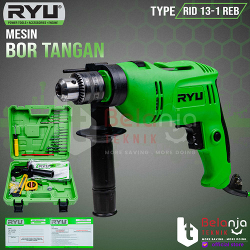 [EZM.3503968] RYU Mesin Bor Tangan RID 13-1 REB Bor Impact Drill 13 MM Set Koper ORI