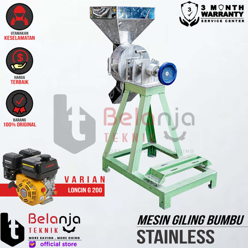 [EZM.3504055] Mesin Gilingan Cabe Bumbu 6 Inch set LONCIN Mesin Penggerak 6.5 hp 200