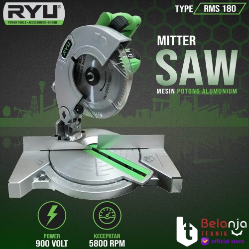 [EZM.3504194] RYU Mesin Potong Alumunium Kayu RMS 180 Mitre Saw 7" Miter Saw 7" Inch