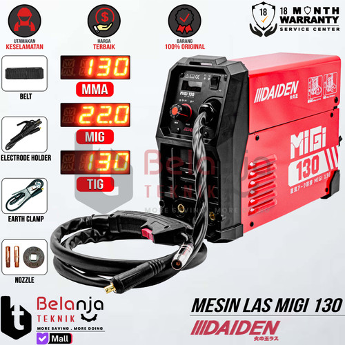 [EZM.3504436] Daiden Mesin Las Co 2 MIGi 130 A MMA MIG CO2 Flux Core Tanpa Gas 130A