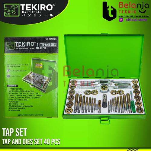 [EZM.3504546] TEKIRO Hand Taps And Dies Set 40 Pcs Tap Set dan Snei 40 Pcs Tekiro