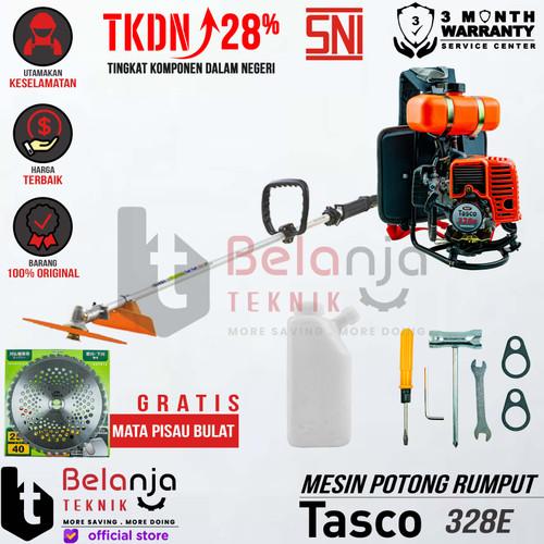 [EZM.3504597] TASCO Mesin Potong Rumput Gendong 328 E Brush Cutter 328E 2 TAK BENSIN