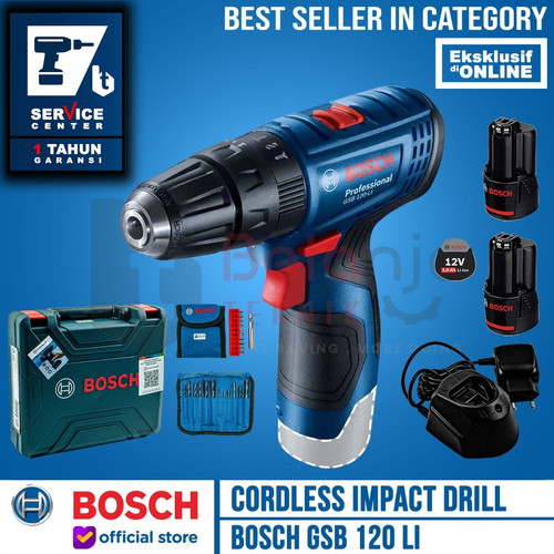 [EZM.3504643] Bosch Bor Tembok Baterai GSB 120 Li GSB120Li Cordless Impact Drill 12V