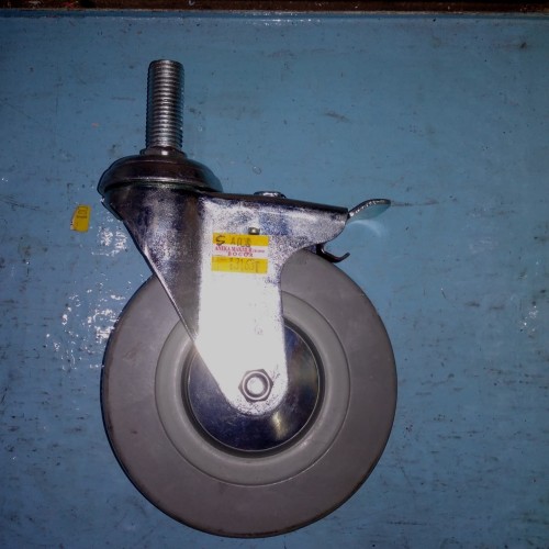 [EZM.3504778] Caster Roda Karet Hidup + Rem Abu - Abu 5 Inch