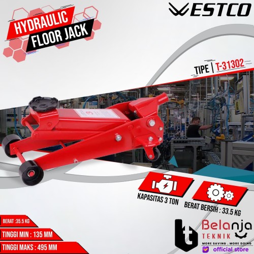 [EZM.3504810] Westco Dongkrak Buaya Pendek 3 Ton Hydraulic Floor Jack Short Type