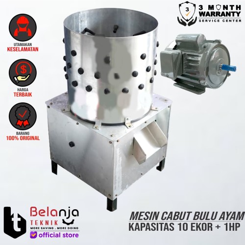 [EZM.3505152] Mesin Cabut Bulu Ayam 10 Ekor + Elektro Motor 1 HP 1 Phase 4 Pole