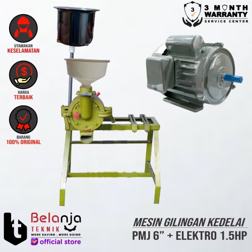[EZM.3505158] Mesin Gilingan Kedelai-Tahu 6" PMJ + Elektro Motor 1.5HP 1Phase 4Pole