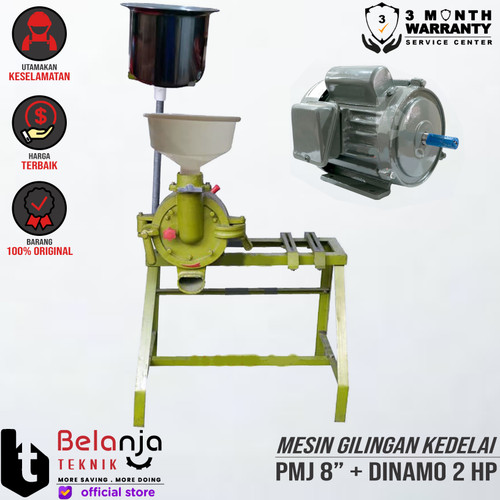[EZM.3505166] Mesin Gilingan Kedelai-Tahu 8'' PMJ + Elektro Motor 2HP 1Phase 4Pole