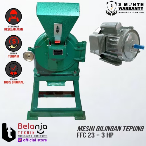 [EZM.3505170] Mesin Gilingan Tepung FFC 23 + Elektro Motor 3 HP 1 Phase 4 Pole