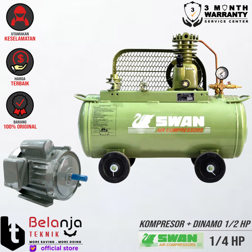 [EZM.3505219] SWAN 0.25 HP AIR COMPRESSOR & ELEKTRO MOTOR 1/2 HP KOMPRESSOR ANGIN