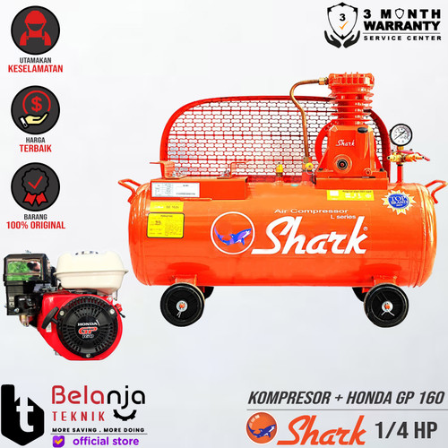 [EZM.3505235] SHARK Mesin Kompresor Udara 0.25 Hp Honda Gp 160 5.5 Air Kompresor 1/4