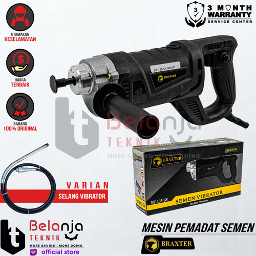 [EZM.3505388] Mesin Pemadat Semen Cor Beton 900 Watt Braxter BT-135-SV Concrete Vibrator 900W BT135SV SET