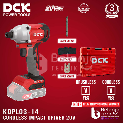 [EZM.3505394] Mesin Bor Obeng Baterai DCK KDPL03‐14 Impact Driver Cordless 20V KDPL Unit Only