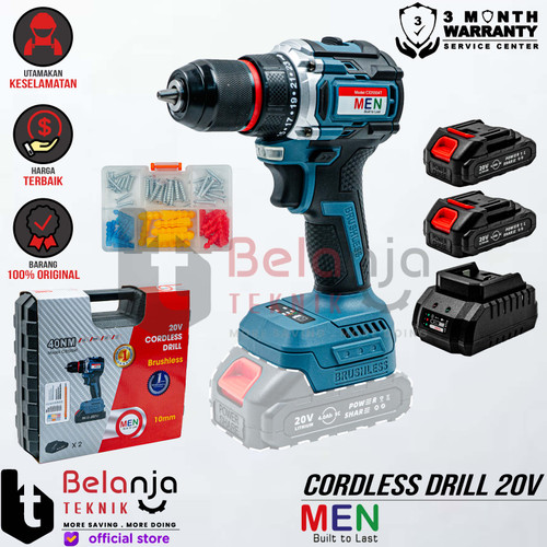 [EZM.3505400] Men Mesin Bor Baterai CID5504T Impact Drill Cordless 20V Brushless 10 MM