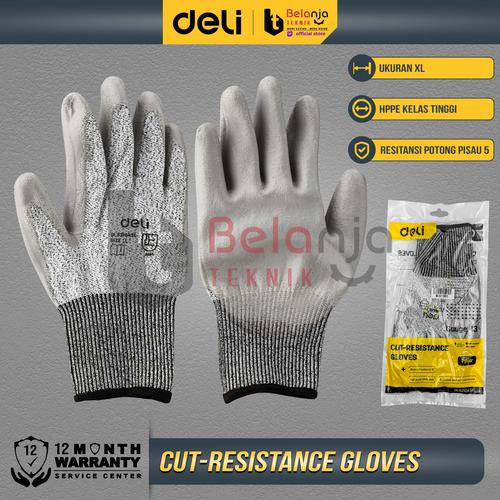 [EZM.3505448] Deli Sarung Tangan Safety Cut Resistant XL Sarung Tangan Anti Pisau EDL521043XL